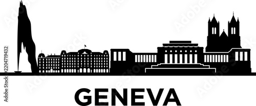 Geneva city skyline silhouette vector illustration