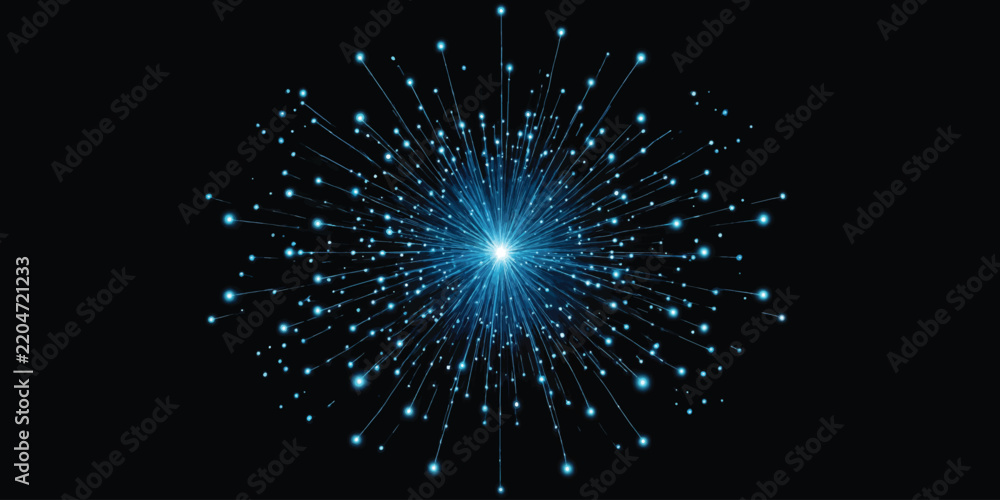 Fototapeta premium Digital technology network node connection background with data connection cyber background glowing lights blue light tech design futuristic tech communication network data flow blue glow