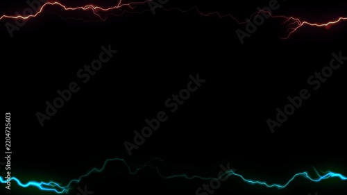 Diagonal Green Cyan Lightning Bolt with Purple Glow on Black 4K