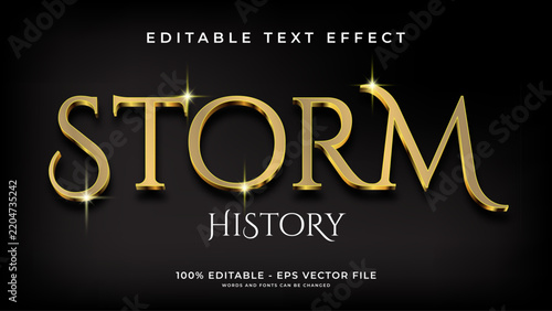 Storm history 3d vector text effect with elegant modern style design
