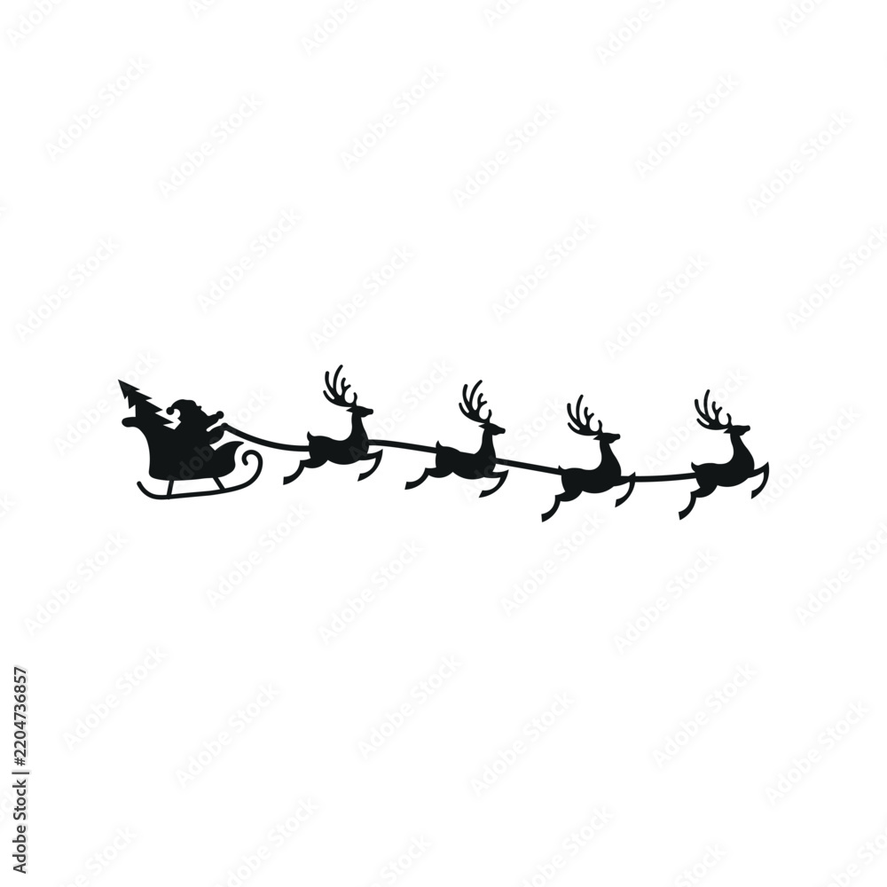 Fototapeta premium Sketch Santa Claus Sleigh