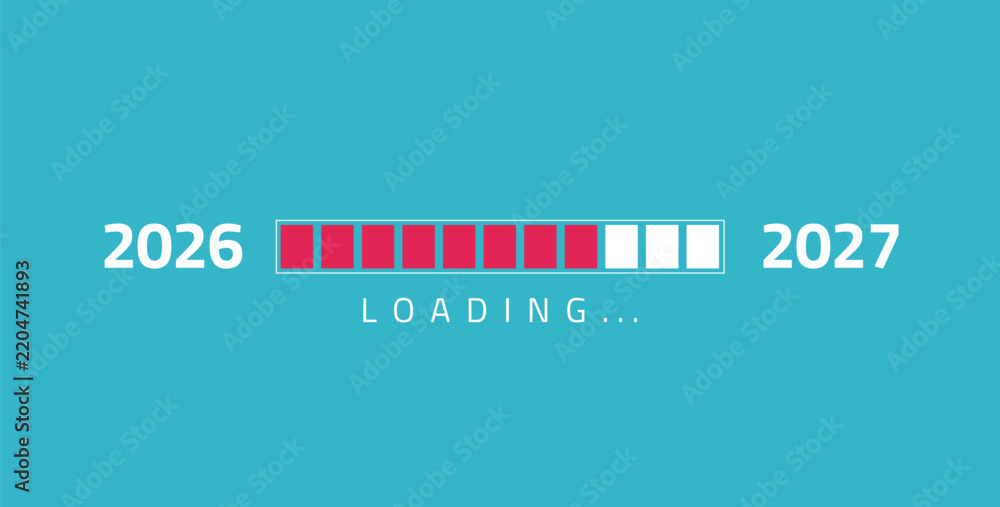 Obraz premium Loading new year 2026 to 2027 in progress bar