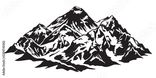 Mountain range landscape silhouette vector illustration nature peak