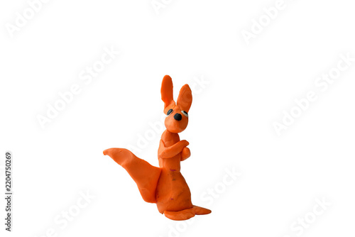 A toy fox made of modeling clay.
