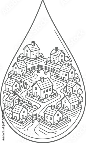 hand drawn vector illustration of an ancient city