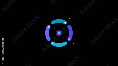 Abstract blue loading progress indicators rotating on transparent background. 4K alpha channel
