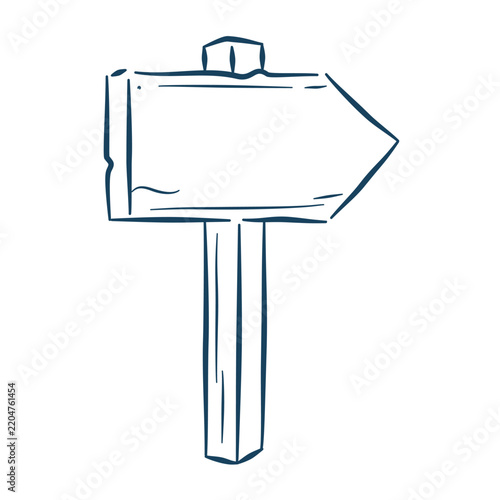 wooden sign arrow direction right post signboard pointer line art
