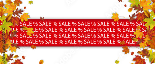 Autumn Foliage Fall Red Sale Percent Text Transparent Banner