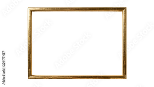 Ornate golden picture frame with textured surface, isolated on transparent background