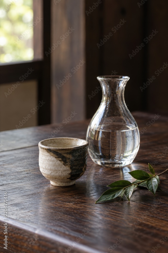 Obraz premium tea and noodles rest beside a summer stream in kyoto