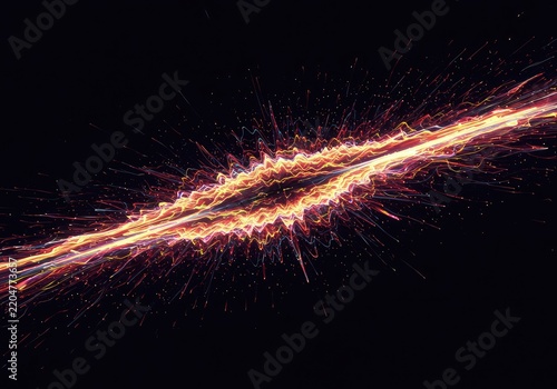 Dynamic abstract visualization of energy distortion across three-dimensional space featuring vibrant flowing lines, waves, and digital noise patterns ,fluid ,colorful ,blur