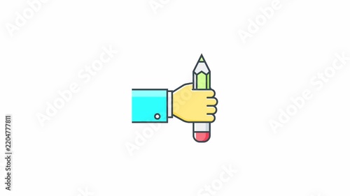 Professional hand holding a yellow pencil vector illustration.