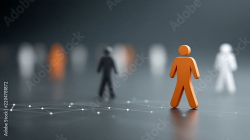 Abstract digital HR network with hundreds of diverse employee profile silhouettes connected by glowing lines, global workforce management and talent ecosystem concept, elegant dark technology