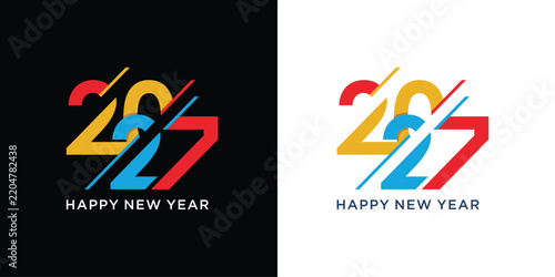 Colorful Happy New Year 2027.Happy New Year 2027, Celebration Template Design Illustration.