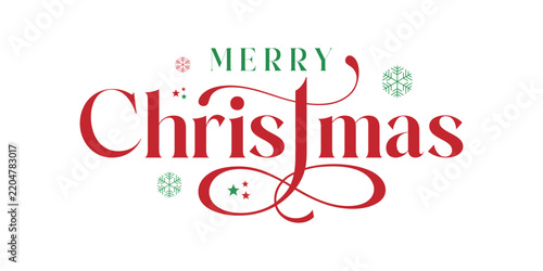 Merry Christmas Typography Text Design. Merry Christmas Holiday Greeting Card, Vector Illustration Background