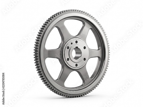 Steel Industrial Gear Wheel with Spokes Close Up