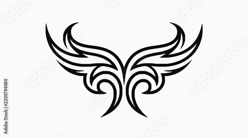 Tribal wing tattoo graphic element black silhouette isolated
