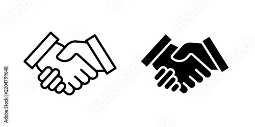 Handshake icon flat outline in black