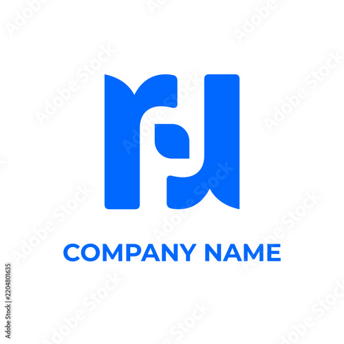 Blue Letter R and R Monogram Logo Template Design. Minimalist Double Letter R Monogram Logo Icon