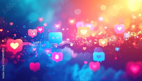 Vibrant Social Media Icons in Neon Lights.