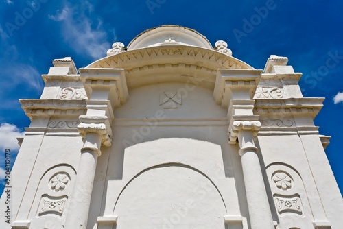 Beautiful white Russian Christian Orthodox Church. Religion