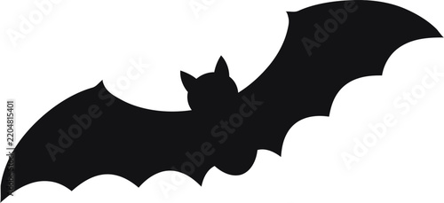 Classic wing spread bat silhouette vector illustration isolated on transparent background