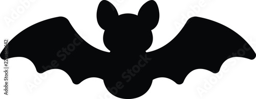 Cute rounded cartoon bat silhouette vector illustration on transparent background
