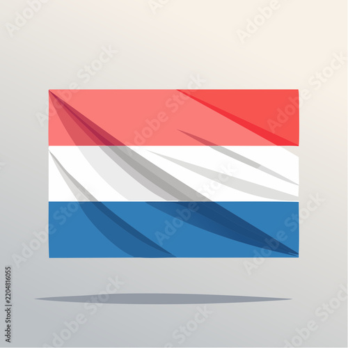 Abstract Netherlands Flag with Geometric Waves