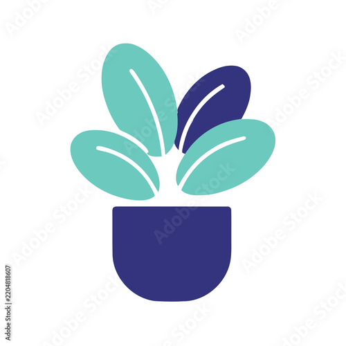 Stylized potted plant with teal and blue leaves