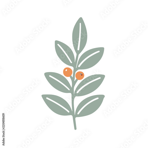 Stylized sprig with leaves and berries