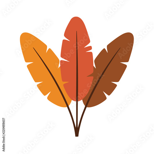 Three stylized autumn leaves