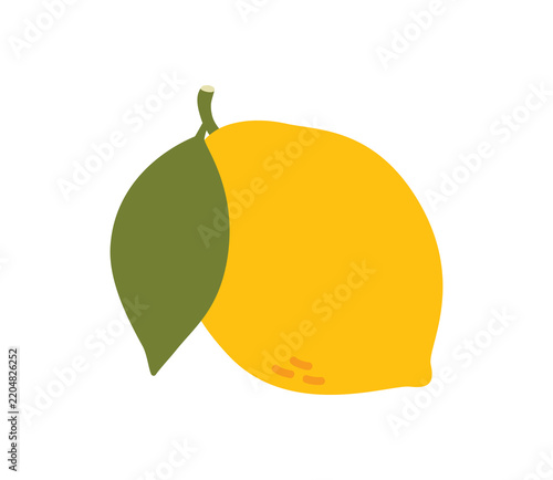 Flat Style Illustration of Lemon Fruit Isolated on White Background