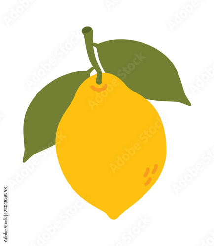 Flat Style Illustration of Lemon Fruit Isolated on White Background