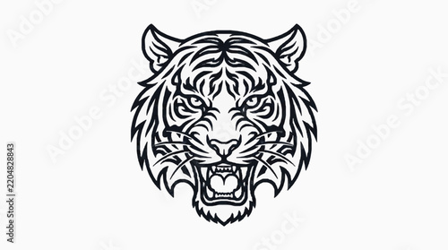 Tiger head tribal vector art on white background