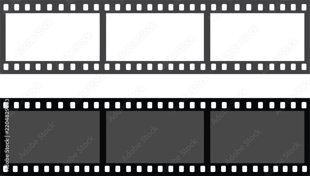 Fototapeta premium Black and white film strip frames with empty space isolated on a white background