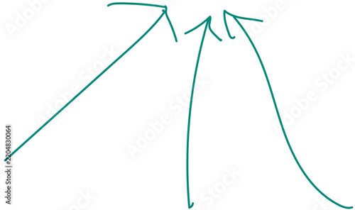 Teal hand-drawn converging arrows sketch isolated on transparent PNG background
