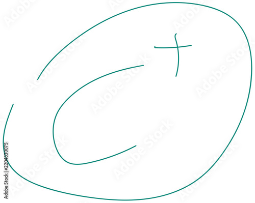 Teal Hand-Drawn C Plus Grade Mark with Circle Transparent PNG