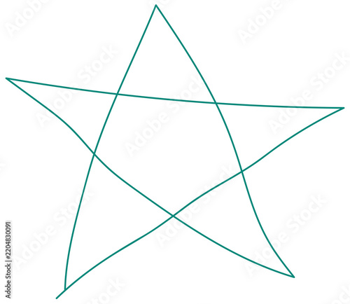 Teal Hand-Drawn Five-Pointed Star Shape Line Art Transparent PNG