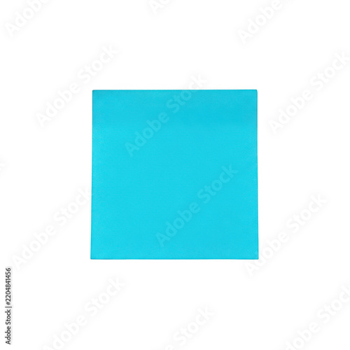 Bright cyan square paper note isolated on transparent background