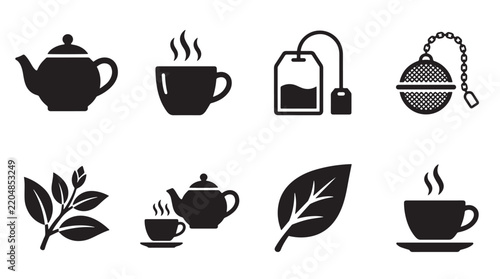 Tea and Beverage Icon Set Vector Illustrations