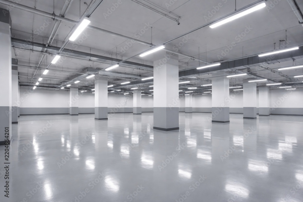 Obraz premium Spacious industrial empty warehouse interior.