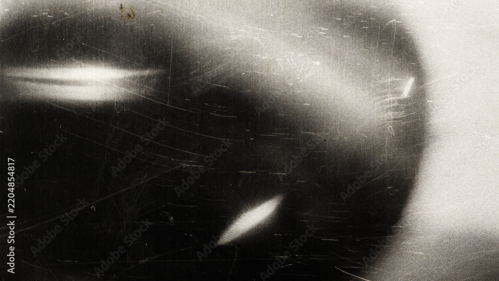 Obraz premium Old film texture with scratches, noise and light leaks. Realistic transparent overlay film texture in black-white, dust and grain. Distressed retro movie or photo negative effect of cinema nostalgia