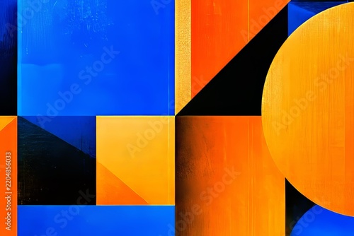 Bold Blue Yellow and Orange Geometric Composition