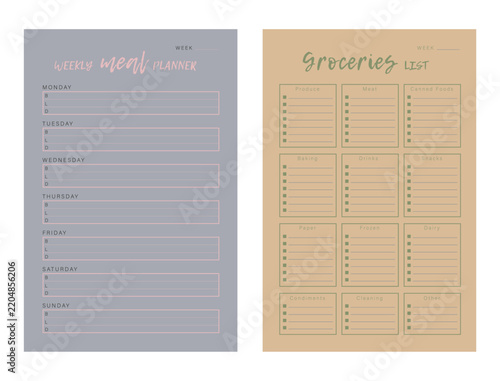(winter) Meal Planner and groceries list planner. Plan you food day easily. Vector illustration.	