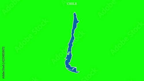 Chile world map outline stroke to solid fill animation