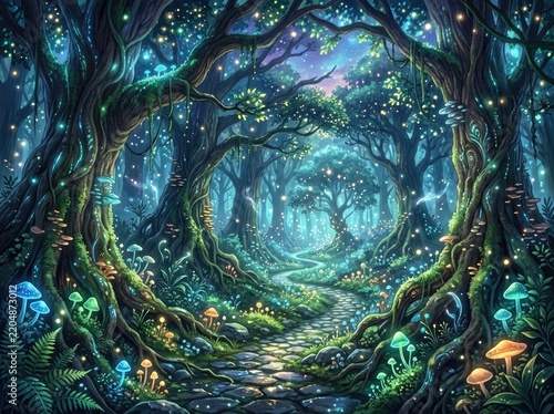Magical Tree in Fantasy Forest