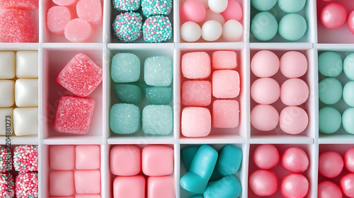 Colorful Medicine Pills and Sweet Candy Tablets Isolated on White Background