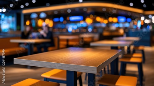 Restaurant interior with dining tables and chairs