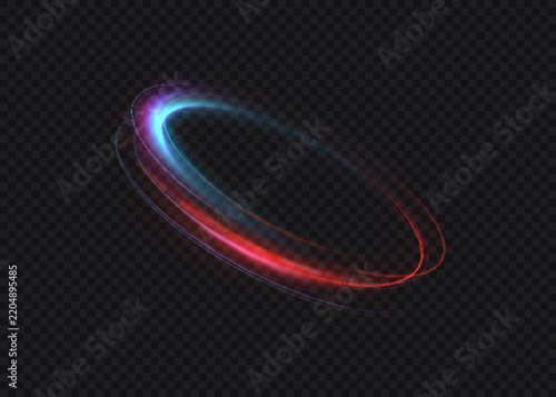 Magical glowing light ring with flowing energy trails, suitable for fantasy illustrations, spell effects, portals, enchanted scenes and mystical design. Vector.