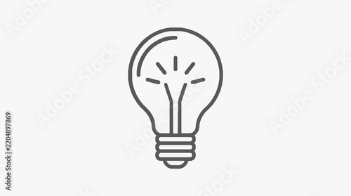 Фотография Light bulb outline drawing on white background representing innovation and creat